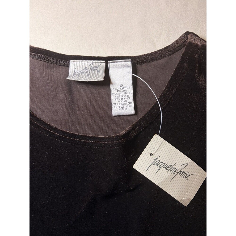 Vintage 1990s Jaclyn Smith Brown Velvet Dress Size 10 NWT Long Sleeve - Picture 3 of 7